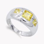 18K SORTIJA ORO BLANCO CON CIRCONITA AMARILLAS, ANCHO: 11 MM