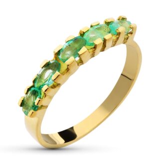 18K SORTIJA ORO AMARILLO ESMERALDAS, ANCHO: 3,5 MM