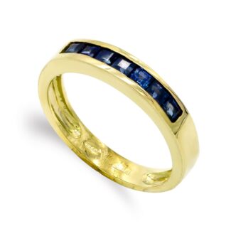 18K SORTIJA ORO AMARILLO CON CIRCONITA BAGUETTE EN CARRIL, ANCHO: 3,5 MM