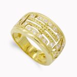 18K SORTIJA ORO AMARILLO CALADA CON CIRCONITAS, ANCHO: 11,5 MM