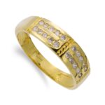 18K SORTIJA ORO AMARILLO MACIZA CON CIRCONITAS, ANCHO 6 MM