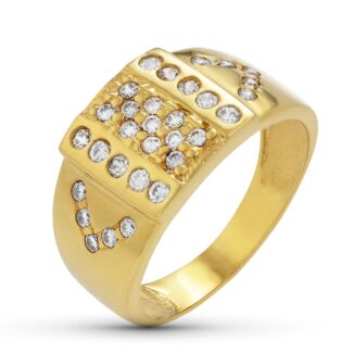 18K SORTIJA ORO AMARILLO CON CIRCONITAS, ANCHO: 10,5 MM