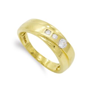 18K SORTIJA ORO AMARILLO MACIZO CON CIRCONITAS, ANCHO: 6 MM