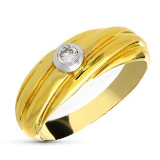 18K SORTIJA ORO BICOLOR DIAMANTE TALLA BRILLANTE, 0,15 QTS,