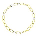 18K GARGANTILLA BICOLOR ESLABONES OVALES, ANCHO 10 MM LARGO 43CM