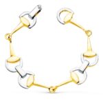 18K PULSERA ORO BICOLOR ESTRIBOS, ANCHO 14 MM LARGO 20CM