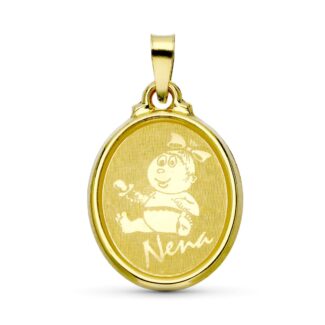18K COLGANTE ORO AMARILLO LASER OVAL NENA 22X15 MM