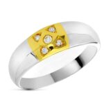 18K SORTIJA ORO BICOLOR DIAMANTES TALLA BRILLANTE 0,025 QTS,