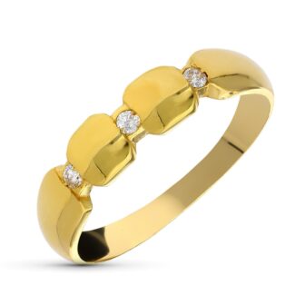 18K SORTIJA ORO AMARILLO 3 DIAMANTES TALLA BRILLANTE 0,060 QTS, ANCHO: 5 MM