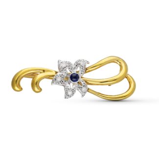 18K BROCHE ORO BICOLOR 2 RAMAS, 48X18 MM