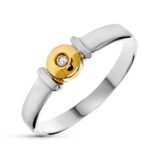 18K SORTIJA ORO BICOLOR DIAMANTE TALLA BRILLANTE 0,02 QTS, ANCHO: 5 MM