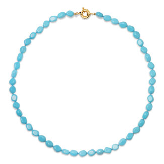 18K GARGANTILLA TURQUESAS LARGO: 45CM CIERRE DE TIMON 10MM ORO AMARILLO