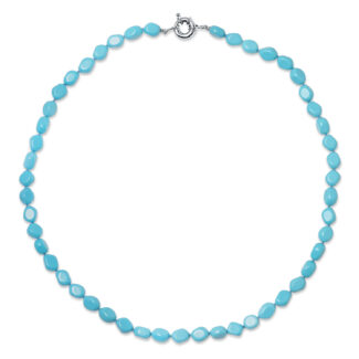 18K GARGANTILLA TURQUESAS LARGO: 45CM CIERRE DE TIMON 10MM ORO BLANCO