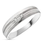 18K SORTIJA ORO BLANCO DIAMANTES TALLA BRILLANTE 0,05 QTS, ANCHO 4,5MM