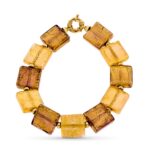 18K PULSERA ORO AMARILLO Y MURANO CUADRADO