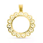18K PLACA CERCO DE MONEDA ORO AMARILLO 18 MM TALLADO