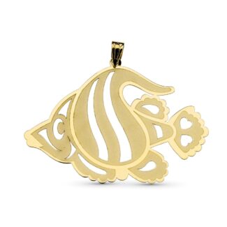 18K COLGANTE ORO AMARILLO PEZ LASER, 45X32 MM