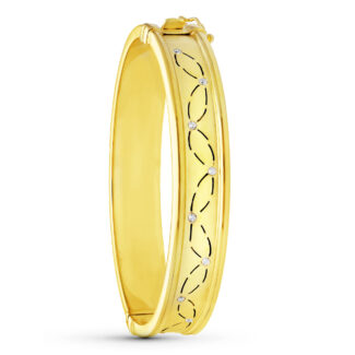 18K PULSERA ORO AMARILLO RIGIDA CIRCONITA 12 MM