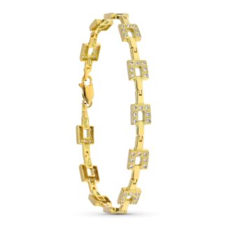 18K PULSERA ORO AMARILLO MOTIVOS CUADRADOS CIRCONITA