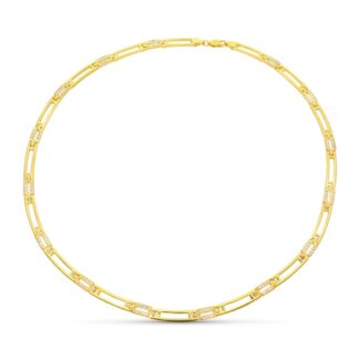 18K GARGANTILLA ORO AMARILLO MATE Y BRILLO CIRCONITAS
