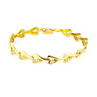 18K PULSERA ORO AMARILLO HOJAS CON CIRCONITAS