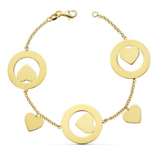 18K PULSERA ORO AMARILLO ROLO CORAZONES 19CM 8,95 GR