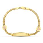 18K ESCLAVA ORO AMARILLO ESMALTE CORAZONES 17,5 CM