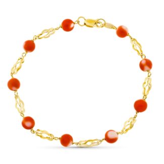 18K PULSERA ORO AMARILLO JAULA CORAL FINO JAPONES 5,5 MM 19CM