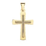 18K CRUZ ORO AMARILLO SIN CRISTO TALLADA, 34 X 22 MM