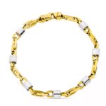 18K PULSERA ORO BICOLOR ESLABONES ANCHO 5 MM LARGO 19,50CM