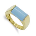 18K SORTIJA ORO AMARILLO TURQUESA, ANCHO: 8,5 MM