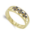 18K SORTIJA ORO AMARILLO CALADA CON CIRCONITAS, ANCHO: 6 MM