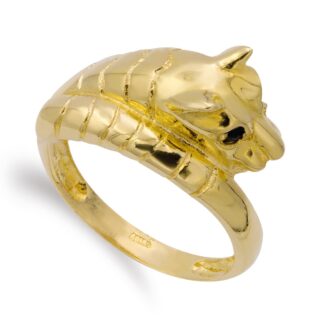 18K SORTIJA ORO AMARILLO CABEZA PUMA OJOS ZAFIRO, ANCHO: 11,5 MM