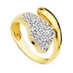 18K SORTIJA ORO BICOLOR SERPIENTE CON CIRCONITAS, ANCHO: 15 MM