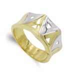18K SORTIJA ORO BICOLOR TRIANGULOS, ANCHO: 11 MM