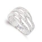 18K SORTIJA ORO BLANCO BANDAS CON CIRCONITAS, ANCHO: 11,5 MM