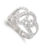 18K SORTIJA ORO BLANCO CALADA CON CIRCONITA, ANCHO: 12,5 MM