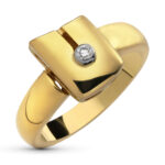 18K SORTIJA ORO AMARILLO BRILLANTE 0,05 QTS, 12X8 MM