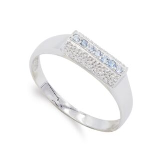 18K SORTIJA ORO BLANCO CON CIRCONITA DE AGUAMARINA, ANCHO: 4,5 MM