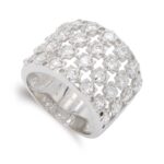 18K SORTIJA ORO BLANCO CON CIRCONITAS, ANCHO: 15 MM