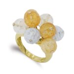 18K SORTIJA ORO AMARILLO PIEDRAS DE COLOR REDONDAS, ANCHO: 19 MM