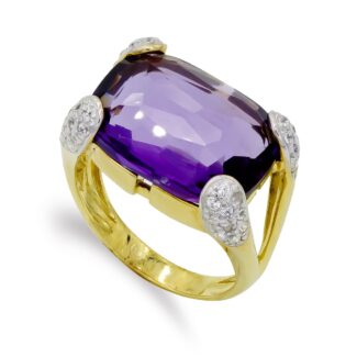 18K SORTIJA ORO AMARILLO PIEDRA RECTANGULAR Y CIRCONITAS, MEDIDA: 18 X 13 MM