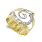 18K SORTIJA ORO BICOLOR OLA CON CIRCONITAS, ANCHO: 17 MM