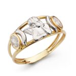 18K SORTIJA ORO BICOLOR DOBLE CUERPO CON ANGEL BURLON Y CRICONITAS, ANCHO: 8 MM