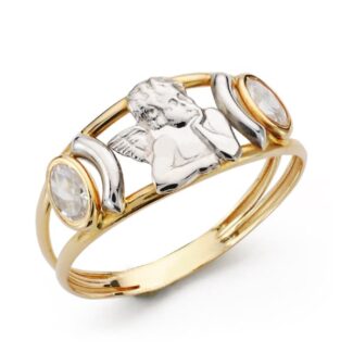 18K SORTIJA ORO BICOLOR DOBLE CUERPO CON ANGEL BURLON Y CRICONITAS, ANCHO: 8 MM