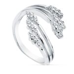 18K SORTIJA ORO BLANCO RAMAS CRUZADAS CON CIRCONITAS, ANCHO: 18X16MM