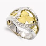 18K SORTIJA BICOLOR CORAZON MARIPOSA Y CIRCONITAS, ANCHO: 14,5 MM