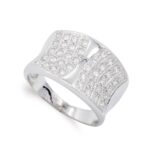 18K SORTIJA ORO BLANCO CON CIRCONITAS, ANCHO: 14,5 MM