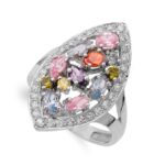 18K SORTIJA ORO BLANCO LANZADERA CON CIRCONITA 26X14 MM CUERPO 3 MM