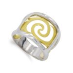 18K SORTIJA ORO BICOLOR CALADA MOTIVO OLA, ANCHO: 15MM